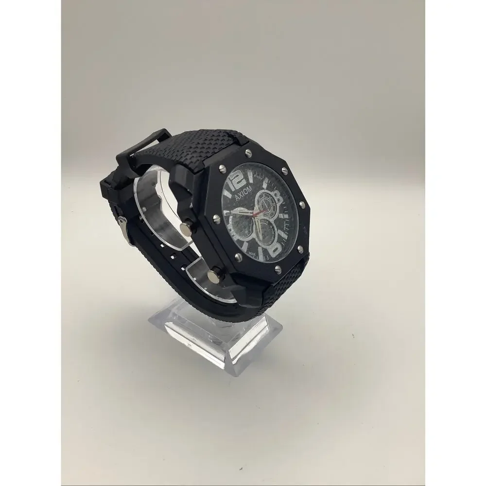 AXIOM Mens Tactical Digital Analog Dual Display Watch 52mm Black Resin